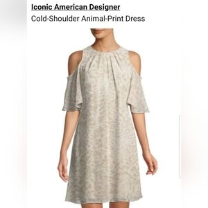 Calvin Klein Leopard Print Cold Shoulder Dress
